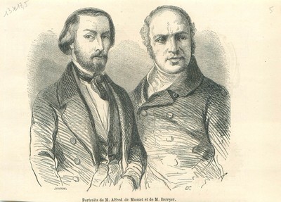 Portrait Alfred de Musset par Edmond Texier dessin Gavarni GRAVURE 1857 