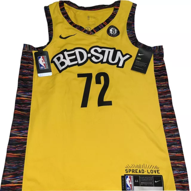 LG+48+Nike+Brooklyn+Nets+Biggie+Jersey+Amarillo+Cu0193-728+Sewn+RARE+Yellow  for sale online