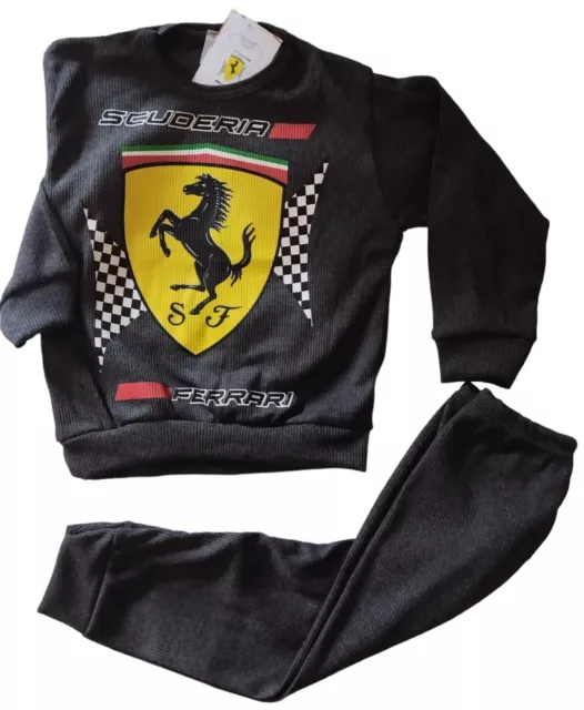 Set tuta bambino con stampa Ferrari pantaloni e felpa in cotone