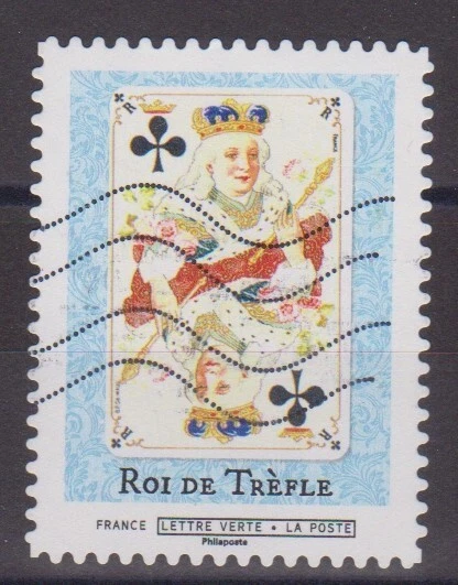 France 2022 – Timbre Oblitéré Collection Louis XV, Carte à Jouer, Cachet Main R, N°2206