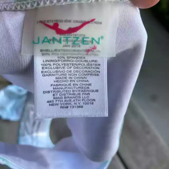 Jantzen Girls Swimsuit Size 6X Polka Dot Mermaid Lavender Mint Silver Bikini NEW 3