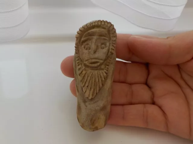 Rare Unusual Viking Era Carved Stone Face - Eyes Only Metal Detecting Find.
