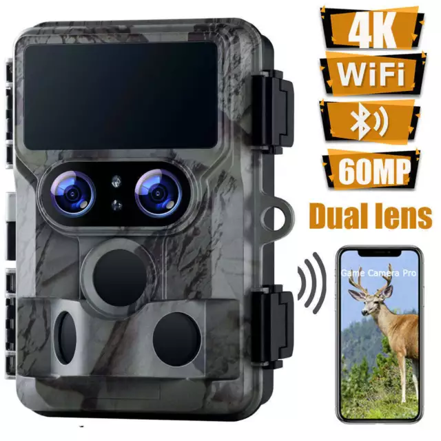 Campark 4K 60MP Duales Objektiv  Wildkamera WiFi Bluetooth Jagdkamera Nachtsicht