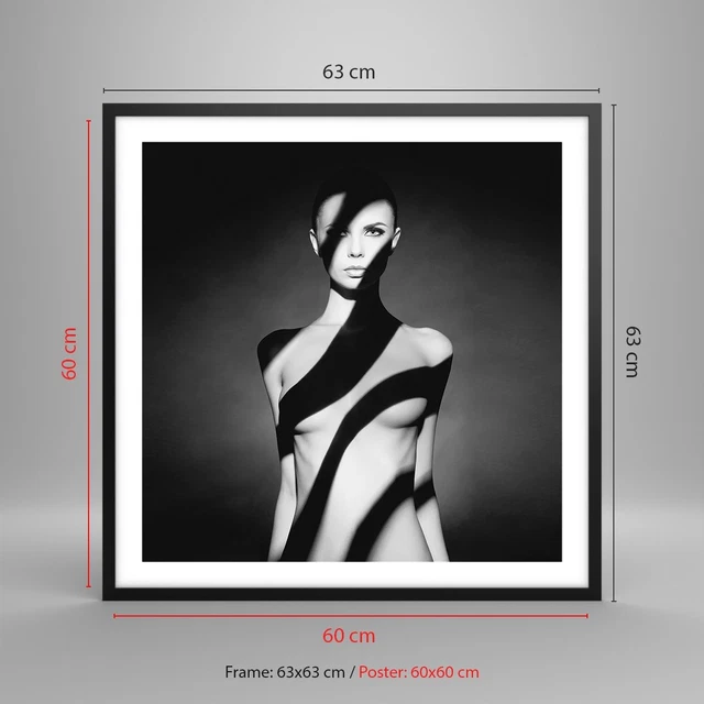 Poster ArtTor 60x60 Cm – Photo Noir Et Blanc, Nu Artistique Homme Femme, Déco Murale