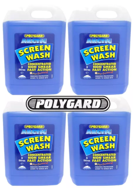 4x Polygard - Arctic Screenwash Concentrated Screen Wash Polyguard Non Smear 5L