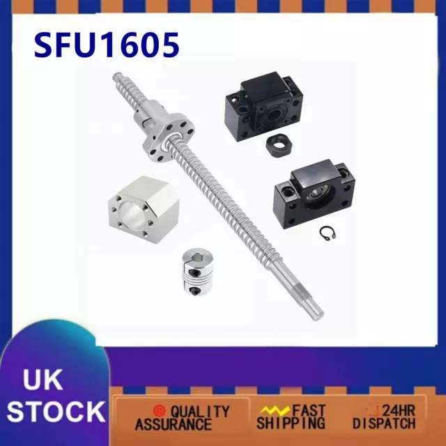 SFU1605 Rolled BallScrew Kit Length 6"-79" & Ballnut Housing & Coupler & BK/BF12