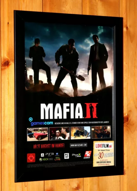Mafia II 2 Video game Rare Small Poster / Ad Page Framed Xbox 360 PS3