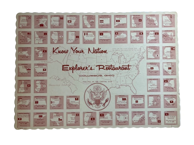 Mantel de papel vintage - desechable - restaurante explorador Columbus Ohio