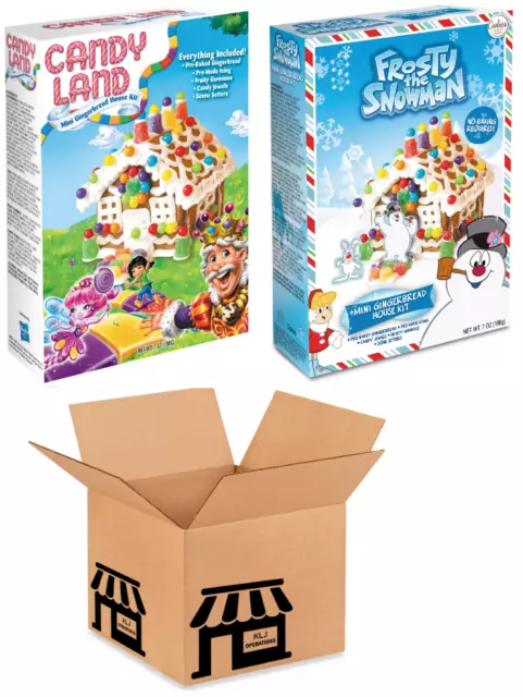 Frosty and Candyland Mini Holiday Christmas Gingerbread House Kit 2 Pack Rare 2