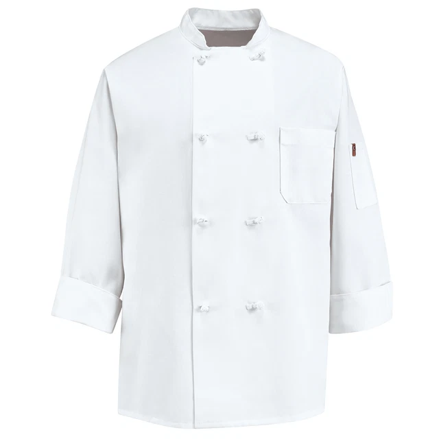 Chef Designs Eight Pearl Button Chef Coat with Thermometer Pocket