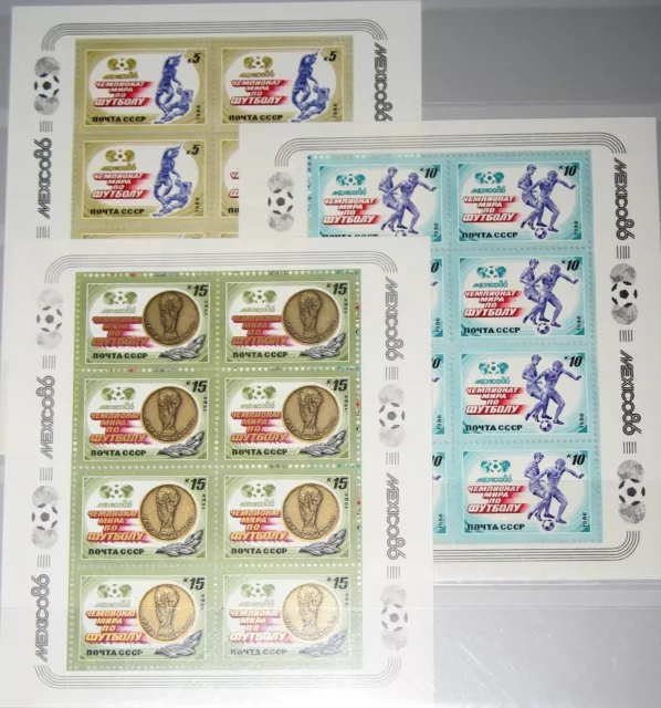 RUSSIA SOWJETUNION 1986 Klb 5612-14 5463a-5a Soccer World Cup Mexico Fußball MNH