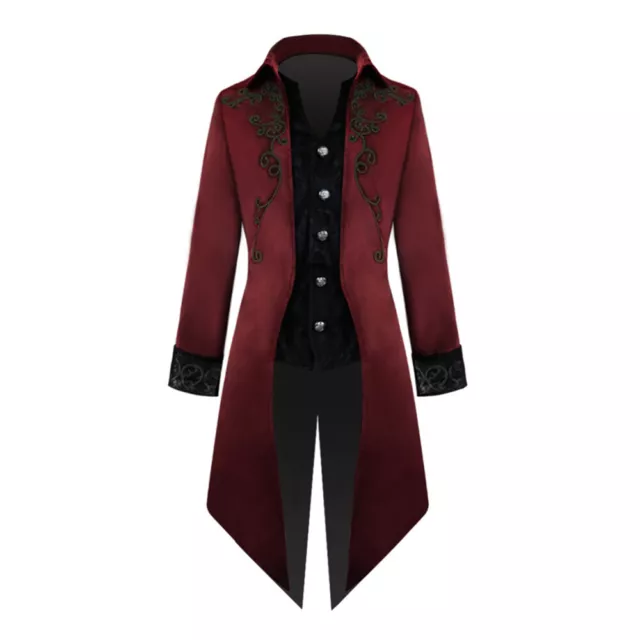 Men Vampire Gothic Tailcoat Long Suit Jacket Tops Tuxedo Victorian Frock Coats