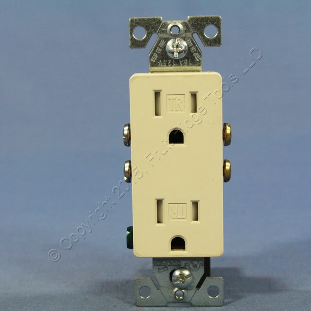 Cooper Lt Almond TAMPER RESISTANT Decorator Receptacle 5-15R 15A Bulk TR1107LA