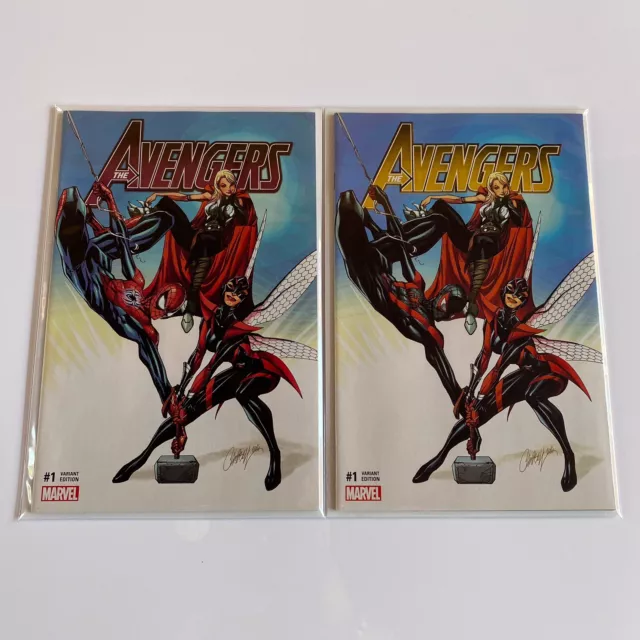 The Avengers 1 Regular & Gold Variant Set By J.Scott Campbell NM