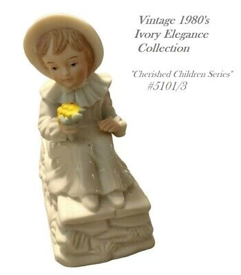 vintage1980 Ivory Elegance Porcelain Girl Figurine w/Flowers Sharing some love 2