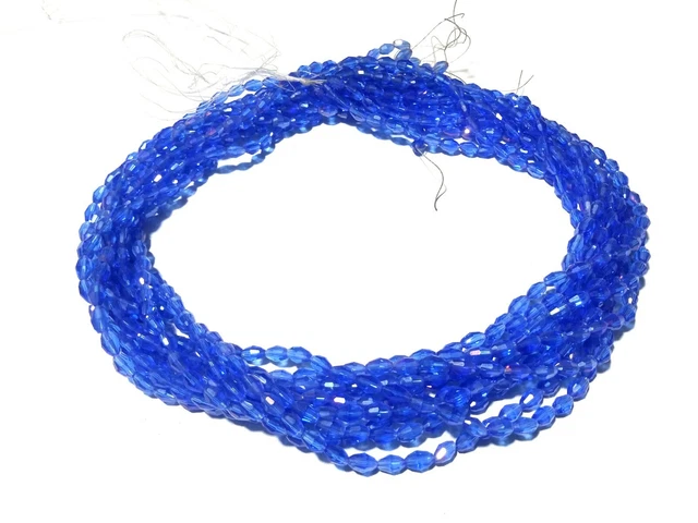 5 Strand Mystic London Blue Quartz Barrel Faceted 4x6mm Hydro Beads 13"inch