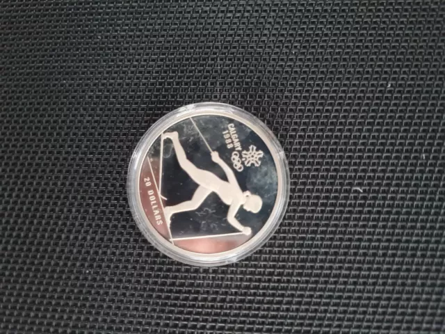 20 Dollar Silbermünze PP 33,6 Gramm Olympische Spiele 1988 Skilanglauf