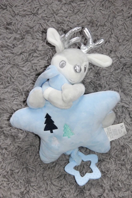 Tom Et Kiddy Bisous D'ange Doudou Peluche Musical Cerf Renne Etoile Bleu Neuf