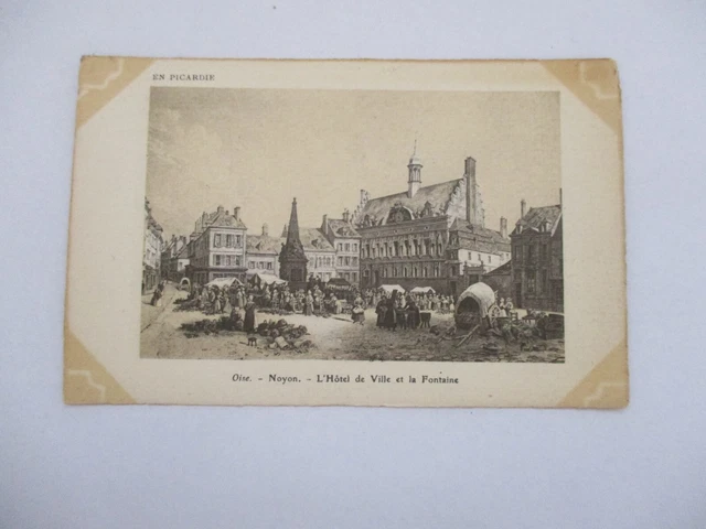 Cpa Oise 60 Noyon L'hotel De Ville Et La Fontaine