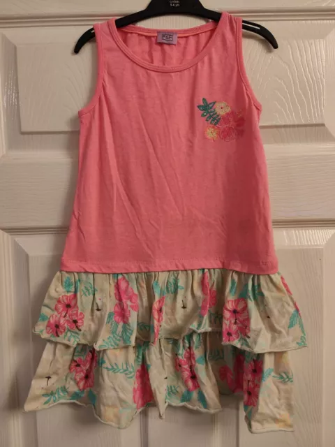 Girls F&F Summer Dress Pink Floral Aged 6-7 Years