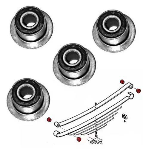 Iveco Daily spring eye bush KIT, Top hat type  - 93808935(4 items)