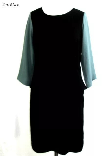 Cotelac - Vestido De Vasco Mangas 3/4 Negro& Verde Talla 1 = 38/40 - Exclusivo