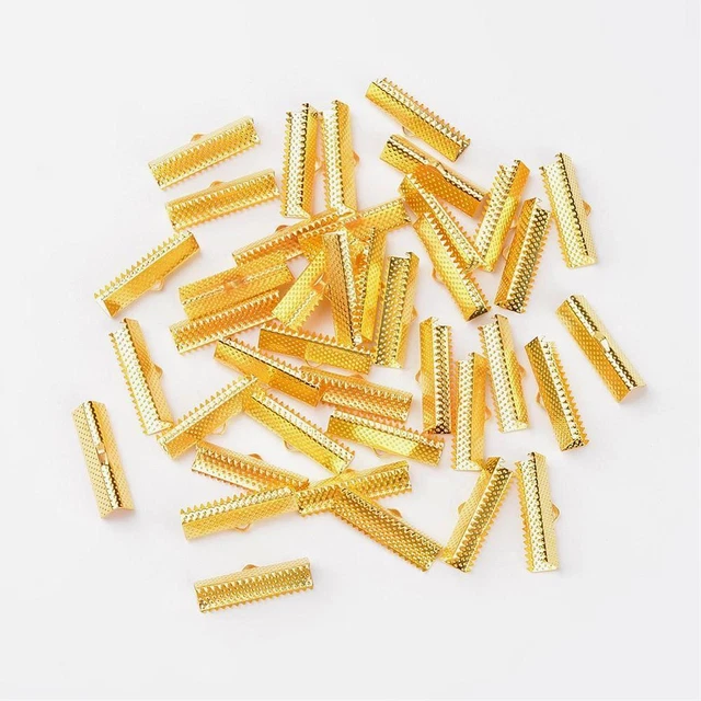 LOT de 24 EMBOUTS PINCES DORES ATTACHE RUBAN à griffes gros grain 25mm perles