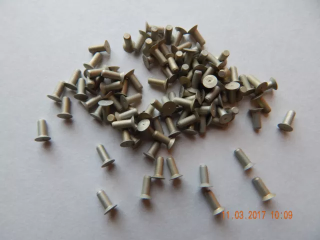 ALUMINUM COUNTER SUNK FLAT HEAD SOLID RIVETS 3/32 x 1/4" 100 PCS. NEW