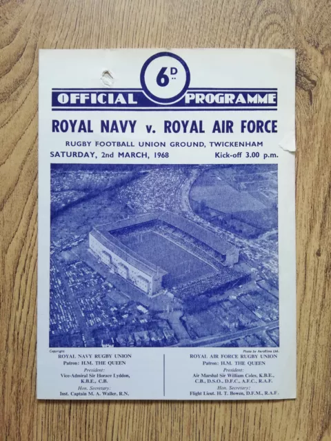 Royal Navy v Royal Air Force March 1968 Rugby Programme