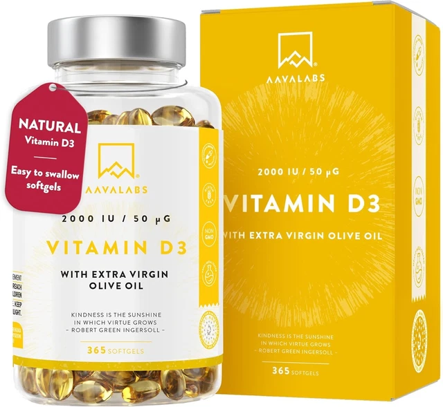 VITAMIN D3 [2000 IU] - With Extra Virgin Olive Oil For Optimum Absorption - High £23.57 - View #5
