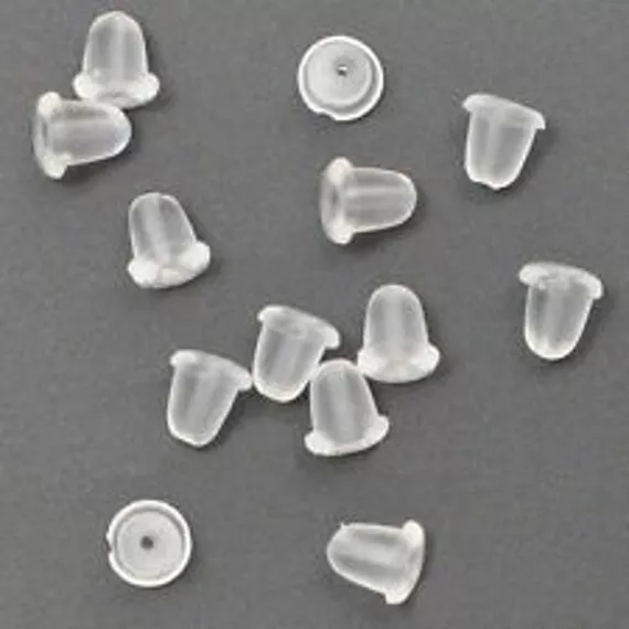 40pc - Embouts puces et crochets boucles d'oreilles plastique silicone 4mm - 874