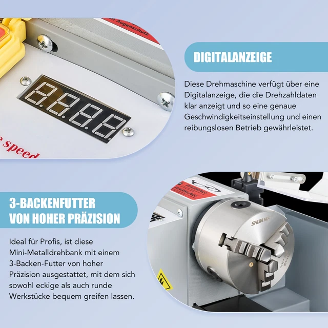 Mini Tischdrehmaschine 30cm - 6 Schnitzklingen Für Holzbearbeitung & DIY Projekte