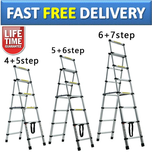 A-frame Ladder Step Extension Telescoping Lightweight Portable Folding Telescopi