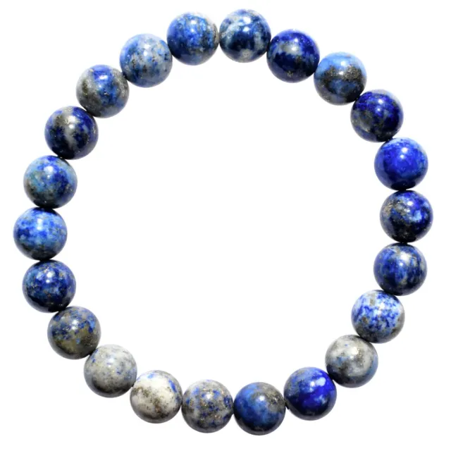 Premium CHARGED Natural Lapis Lazuli Crystal 8mm Bead Stretchy Bracelet + Heart