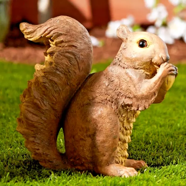 Nibbling Acorn Brown Squirrel Figurine Inside Outside Whimsical Decor 7" Tall