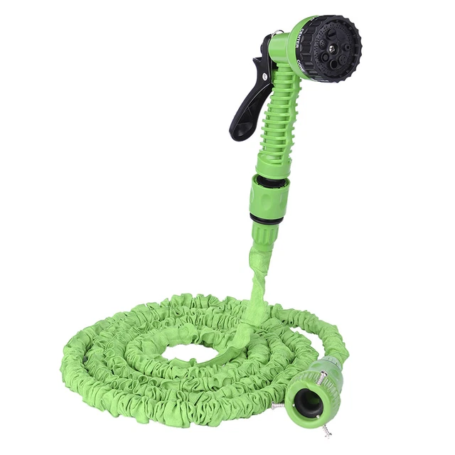 25FT Expandable Garden Hose Flexible Water 6 Spraying Mode Gun Car Wash Pip