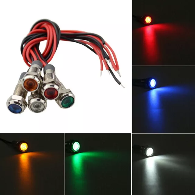 5pcs 12V-24V 6mm LED Kontrollleuchte Auto Boot Dash Armaturenbrett Panel Warnung