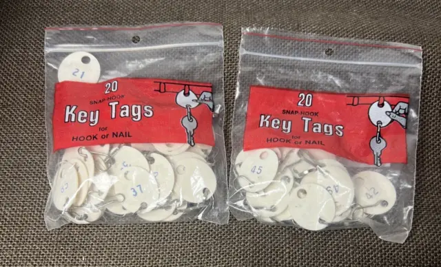 66 White Snap Hook Key Tags Slotted Rack Style Cabinets MMF Industries 21 - 100