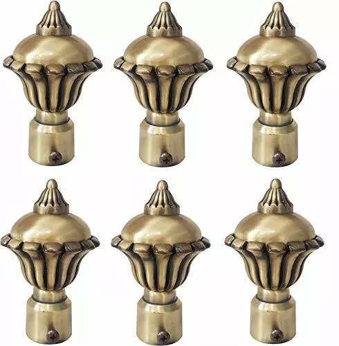 Antique Brass Alloy Round Curtain Finials rod knob Pack of 6 US
