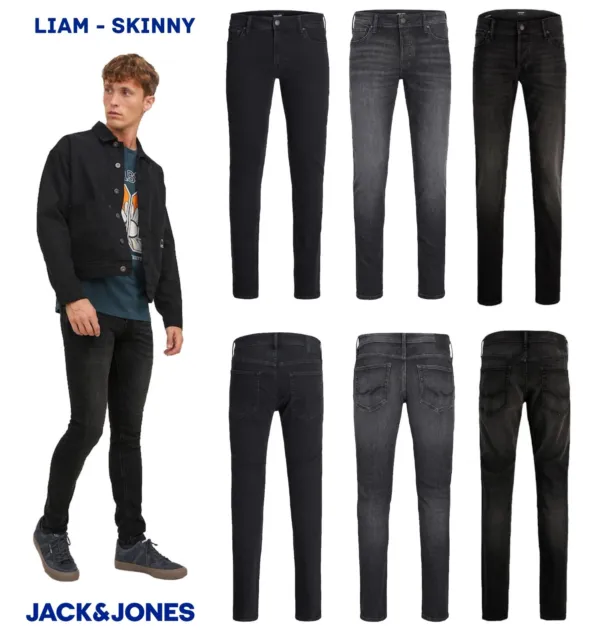 Pantaloni pantaloni casual comfort con bottoni Jack & Jones denim skinny da uomo casual