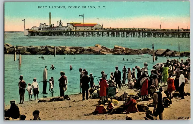 Coney Island, New York - Boat Landing - Vintage Postcard - Unposted