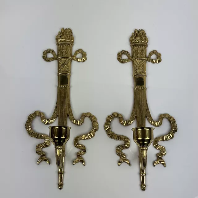 Vintage Bombay Company - Brass Wall Sconce Set Of 2 ribbon design Candle Holder