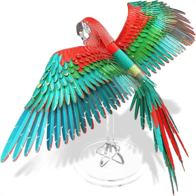 3D Puzzles Metal Scarlet Macaw Model Handmade Parrot Building Toys Gift