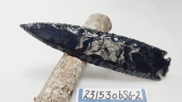 6.7" Obsidian Spearhead - Lance Head - Drill Point Hand Knapped "Dragon Glass"