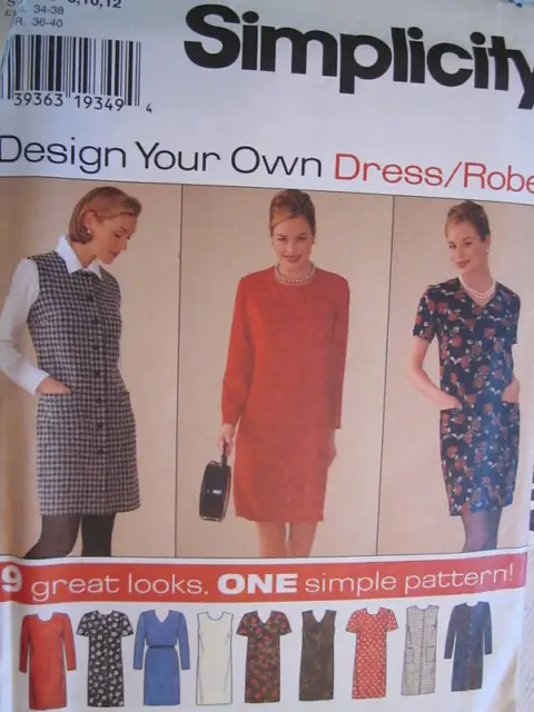 7314 Vintage Simplicity SEWING Pattern Misses Slim Dress Design Your Own UNCUT
