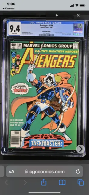 Avengers #196 CGC 9.4 Newstand🔥Avengers #195 CGC 9.6 1st Taskmaster/Cameo🔑