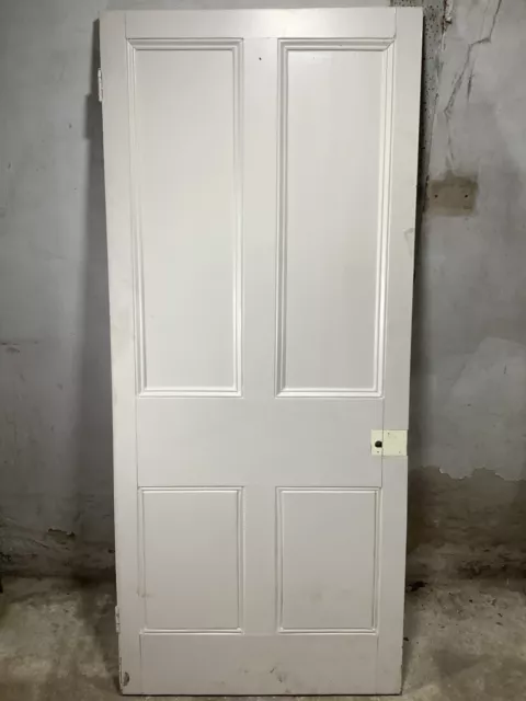 32 3/4"X75 3/8" Victorian Internal Painted Pine Four Panel Door 2over2 Old