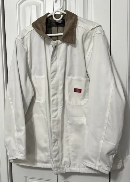 Dickies Jacket Mens X Large Painter White Blanket Lined Denim Work Chore Coat