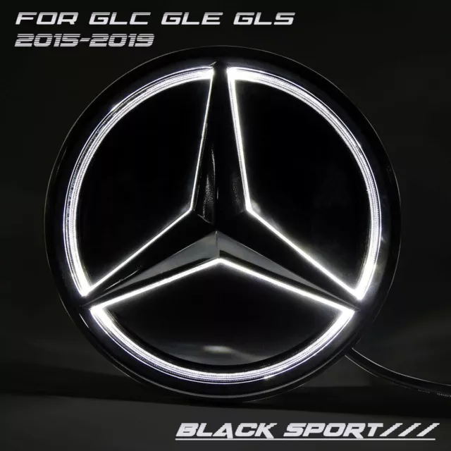Neu 205mm Stern Emblem Schwar Licht Logo Für Mercedes-Benz 2015-2019 GLC-GLE-GLS