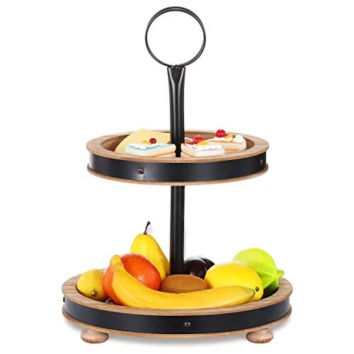 Bandeja en niveles de madera Urban Deco bandeja de 2 niveles soporte decorativo postre granja...
